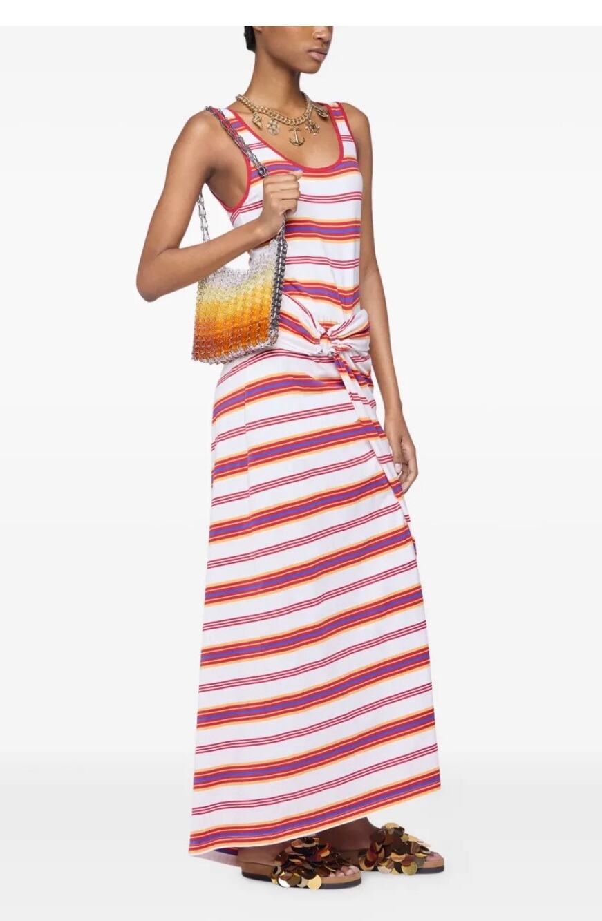 Rabanne Striped Maxi Dress in Cream Orange FR 36 US 4